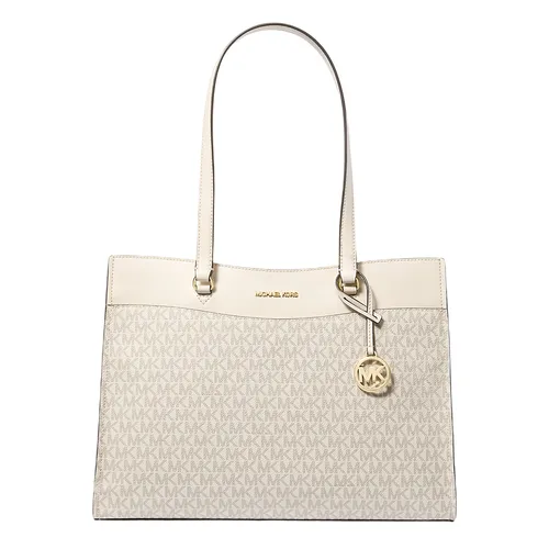 Túi Tote Nữ Michael Kors MK Jet Set Large Signature Logo Tote Bag 35F4GTVT9B Màu Trắng