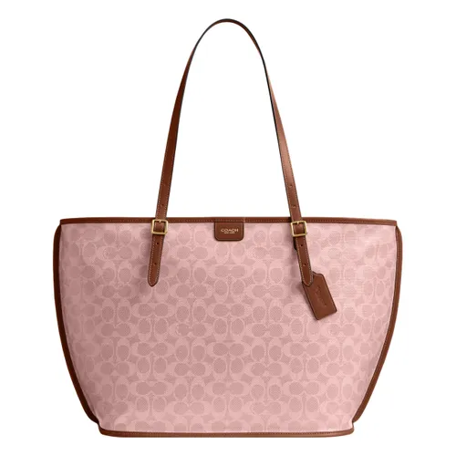 Túi Tote Nữ Coach Taxi Tote Bag In Signature Canvas Màu Hồng
