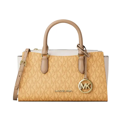 Túi Đeo Chéo Nữ Michael Kors MK Arden Small Color-Block Signature Logo Messenger Bag 35S6G4XM5B Màu Vàng