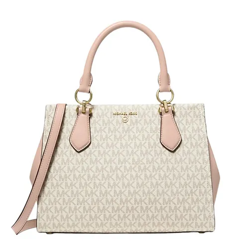 Túi Xách Tay Nữ Michael Kors MK Marilyn Medium Logo Satchel 30S2G6AS2B Màu Trắng Hồng