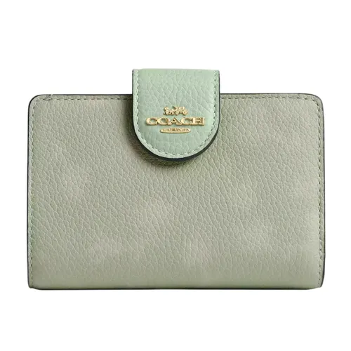 Ví Nữ Coach&nbsp;Medium Corner Zip Wallet With Floral Print Màu CEC30 Xanh Green