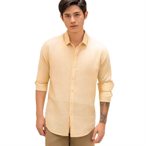Áo Sơ Mi Nam F2 Fashion & Freedom Men's Yellow Linen Shirt SMM148-V1-S-0619 Màu Vàng&nbsp;Size S