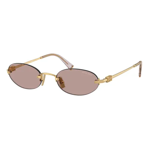 Kính Mắt Cận Nữ Miu Miu Gold Sunglasses 0MU A54S 5AK20I Màu Nâu Vàng