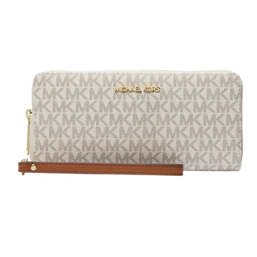 Ví Nữ Michael Kors MK Jet Set Travel Large Logo Continental Wristlet Màu Vanilla