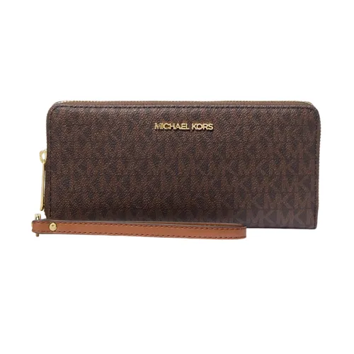 Ví Nữ Michael Kors MK Jet Set Travel Large Logo Continental Wristlet Màu Nâu