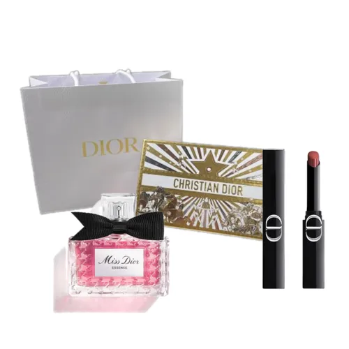 Set Nước Hoa Nữ Dior 4 Món (Miss Dior Essence EDP 80ml + Son Rouge Dior On Stage Lipstick 390 Redwood Star Shine&nbsp;+ Hộp Họa Tiết Bất Kỳ + Túi Giấy)