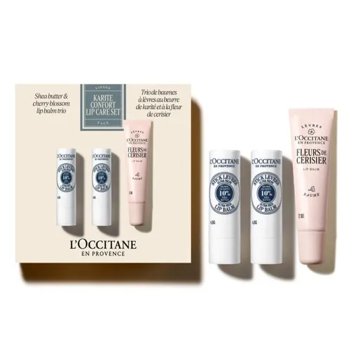Set Son Dưỡng L'Occitane Shea Butter & Cherry Blossom Lip Balm Trio 3 Món