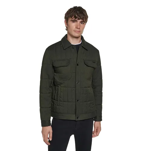 Áo Khoác Nỉ Nam Karl Lagerfeld Herringbone Quilted Shirt Jacket C0273 - OLV Màu Xanh Olive Size S