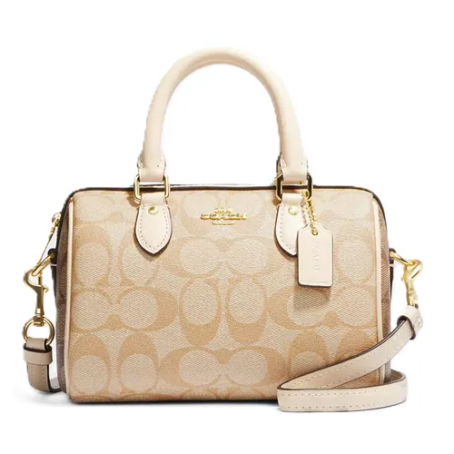 Túi Đeo Chéo Nữ Coach Mini Rowan Satchel In Blocked Signature Canvas CH160 Màu Beige