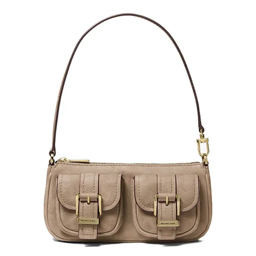 Túi Đeo Vai Nữ Michael Kors MK Zoe Small Suede Convertible Pochette Birch 32T5GZCU1L Màu Xám Nâu