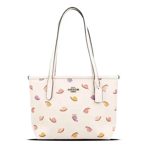 Túi Tote Nữ Coach Small City Tote With Snail Print White CV269 Màu Trắng