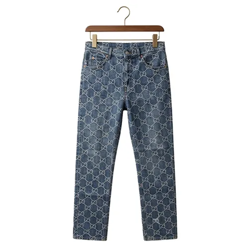 Quần Jean Nam Gucci Monogram 623953 XDCXD 4632 Màu Xanh Họa Tiết Size 32