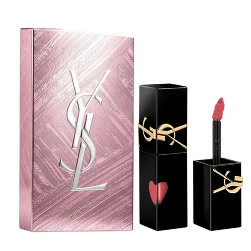 Set Son Kem Yves Saint Laurent YSL The Inks Vinyl Cream Màu 445 Ring Me Pink Hồng Đào + Hộp Quà Limited