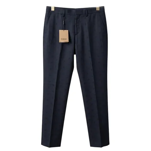 Quần Dài Nam Burberry Bleu Trousers With Embroidered Pattern TB 8056075 Màu Xanh Navy Size 50