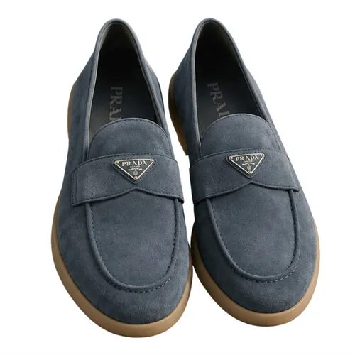 Giày Lười Nam Prada Suede Moccasin Shoes 2DG124FG001103 Màu Xanh Navy&nbsp;Size 42.5