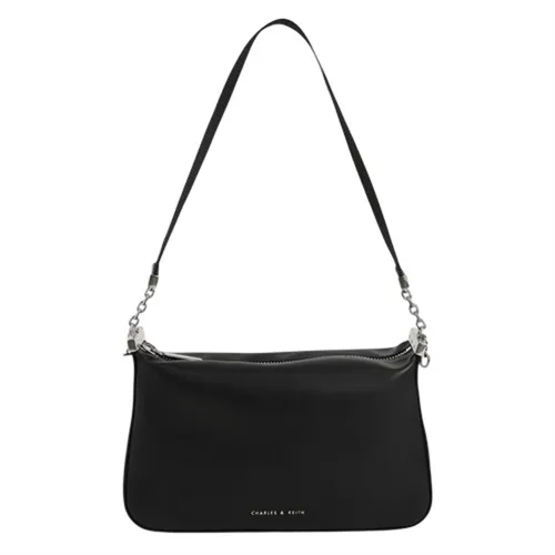 Túi Đeo Vai Charles & Keith CNK Curved Shoulder Bag Noir 80151362-A Màu Đen