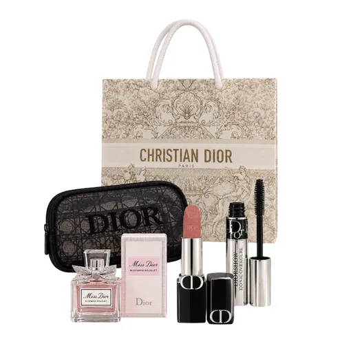 Set Dior 5 Món Mini (Dior Blooming Bouque EDT 5ml + Son Velvet 100 Nude Look + Mascara Diorshow Iconic + Túi + Túi Giấy)