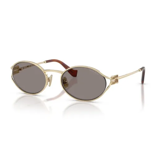 Kính Mát Nữ Miu Miu Sunglasses 0MU 52YS ZVN80Q Pale Gold/ Dark Grey Màu Xám Vàng