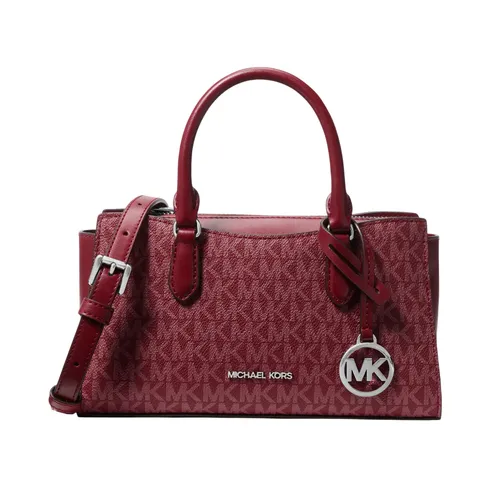 Túi Đeo Chéo Nữ Michael Kors MK Arden Small Signature Logo Messenger Bag 35F6S4XM1B Màu Đỏ Đô