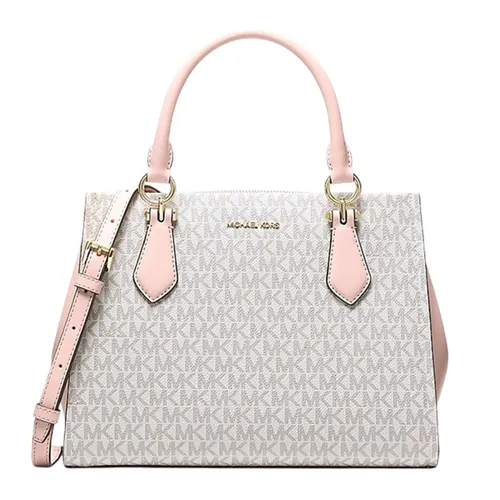 Túi Xách Tay Nữ Michael Kors MK Marilyn Medium Logo Satchel 35F5G6AS2B Màu Trắng Hồng