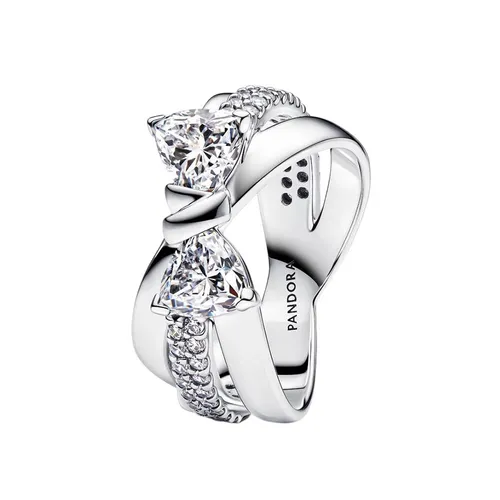 Nhẫn Nữ Pandora Sparkling Bow Crossover Ring Sterling Silver 193553C01 Màu Bạc Trắng Size 50