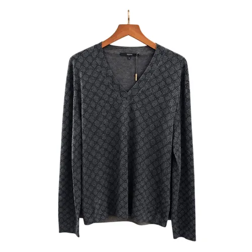 Áo Len Nam Gucci Monogram GAK99 GU100 161 Màu Xám Họa Tiết Size L