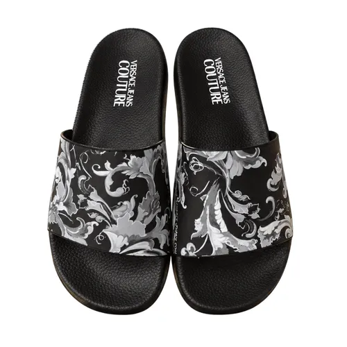 Dép Nam Versace Black Slides With Black Pattern 79YA3SQ4 Màu Đen Size 39