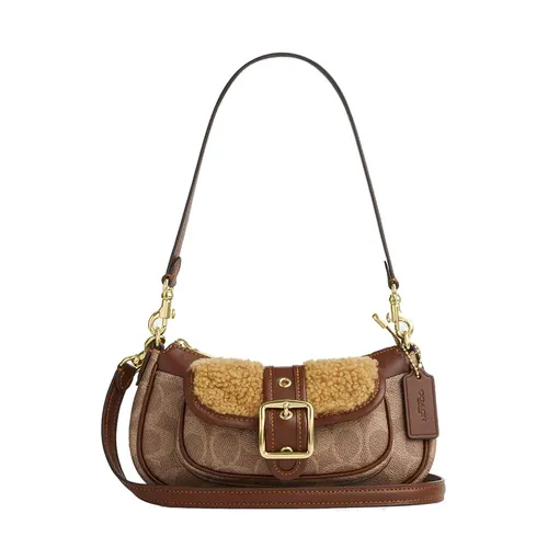 Túi Đeo Vai Nữ Coach Ashton Mini Shoulder Bag In Signature Canvas CDB13 Gold/Tan/Vintage Brown Màu Nâu Vàng