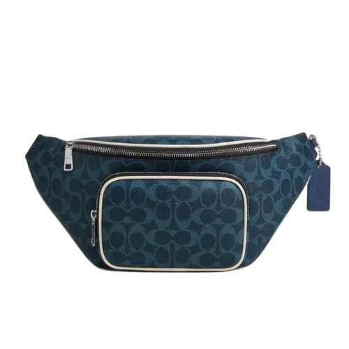 Túi Đeo Chéo Nam Coach Travis Belt Bag 35 In Signature Canvas CET44 Màu Xanh