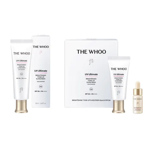 Set Kem Chống Nắng Nâng Tông The Whoo UV Ultimate Brightening Tone Up Sunscreen SPF50+PA++++ 3 Món