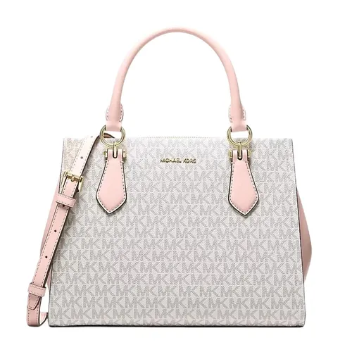 Túi Xách Tay Michael Kors MK Marilyn Medium Signature Logo Satchel 35F5G6AS2B PWD BLSH MLT Màu Trắng/Hồng
