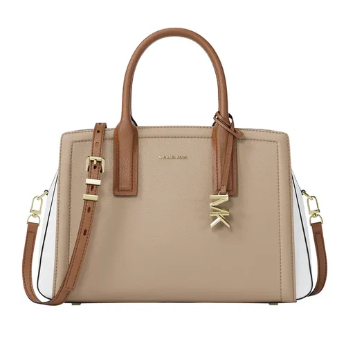 Túi Xách Tay Nữ Michael Kors MK Laila Medium Color Block Pebbled Leather Satchel 30T5G9IS2T Màu Nâu Nhạt