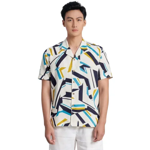Áo Sơ Mi Nam F2 Fashion & Freedom Linen Holidays Vibes SMMN023-KHT-S-0323 Màu Kem Hoạ Tiết Size S