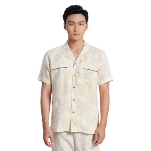 Áo Sơ Mi Nam F2 Fashion & Freedom Linen Holidays Vibes SMMN024-KH-S-0323 Màu Kem Hoa Size S