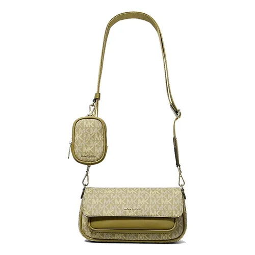 Túi Đeo Chéo Nữ Michael Kors MK Jet Set Travel Small Signature Logo Crossbody Bag With Pouch 35F6GTVC0V Oregano Màu Xanh Rêu