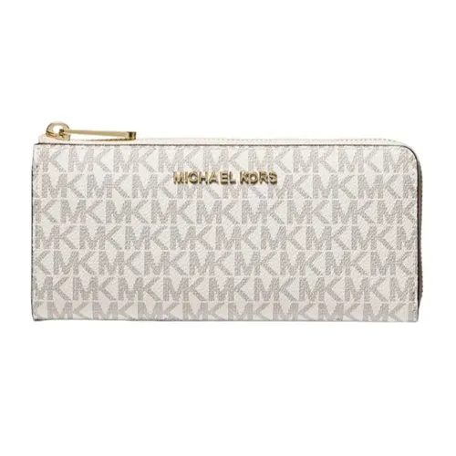 Ví Nữ Michael Kors MK Jet Set Travel Large Logo Continental Wristlet Màu Vanilla