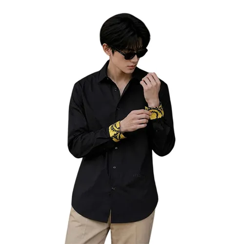 Áo Sơ Mi Nam Versace Long Sleeve Black Màu Đen Size 38
