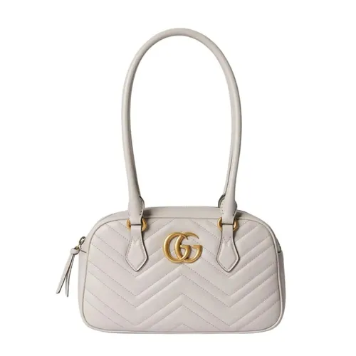 Túi Xách Tay Nữ Gucci Light Grey GG Marmont Small Top Handle Bag 795199 AABZB 1712 Màu Xám Trắng