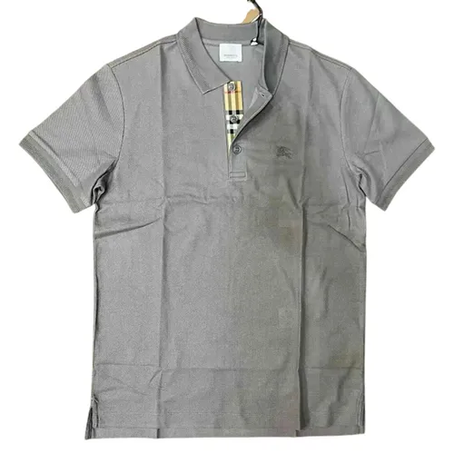 Áo Polo Nam Burberry Monogram Motif Cotton Piqué Grey Màu Xám Size S