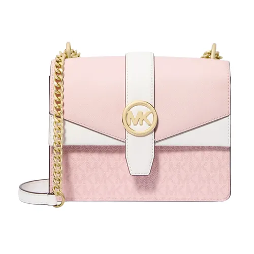 Túi Đeo Chéo Nữ Michael Kors MK Greenwich Small Color-Block Signature Logo Crossbody Bag 35S5GGRC1B Màu Hồng