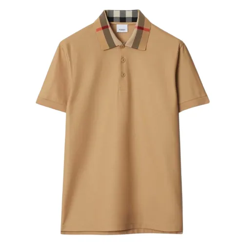 Áo Polo Nam Burberry Check Patterned Collar Polo Shirt 8095924 Màu Be Size S