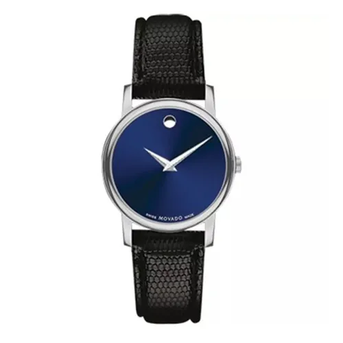 Đồng Hồ Nữ Movado Museum Leather Watch Màu Đen
