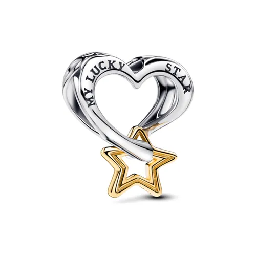 Hạt Vòng Charm Pandora 14K Gold Plated Heart And Star Design 763513C00 Màu Bạc Vàng