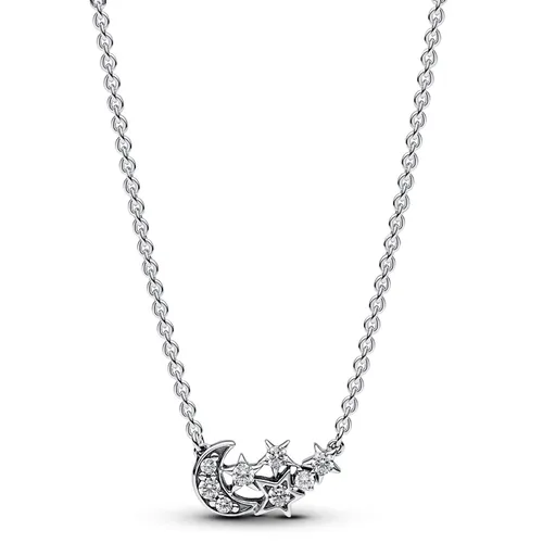 Dây Chuyền Nữ Pandora Sparkling Moon & Star Collier Necklace 392991C01 Màu Bạc