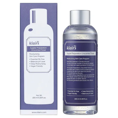 Nước Hoa Hồng Dưỡng Ẩm Mềm Da Dear Klairs Supple Preparation Unscented Toner 180ml