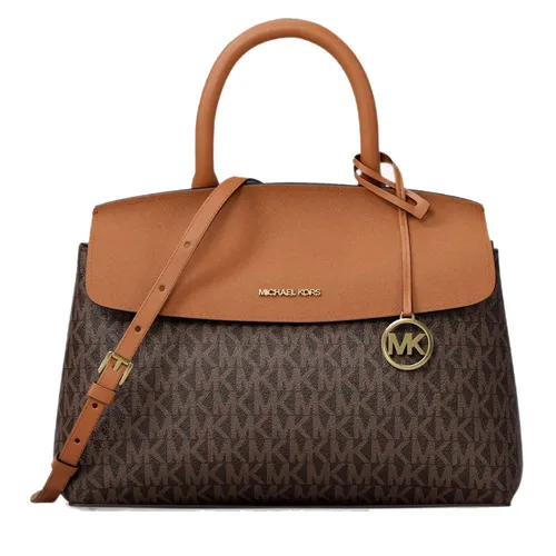 Túi Đeo Chéo Nữ Michael Kors MK Landry Small Signature Logo Satchel 30T6GX7S1B Màu Nâu Đen