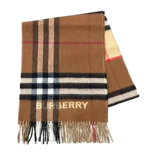 Khăn Quàng Cổ Burberry Two-Tone Checkered Cashmere Scarf Màu Nâu Kẻ