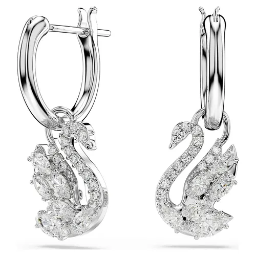Khuyên Tai Nữ Swarovski Swan Drop earrings Mixed Cuts, Swan, White, Rhodium Plated 5759942 Màu Bạc Trắng