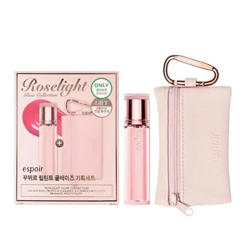 Set Son Dưỡng Môi Espoir Bare Glow Lip Balm 3g Pinch Rose + Túi Carabiner Pouch