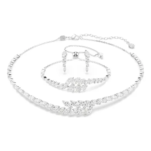 Set Dây Chuyền + Vòng Đeo Tay + Khuyên Tai Swarovski Mesmera Set Marquise Cut, White, Rhodium Plated 5762135 Màu Trắng